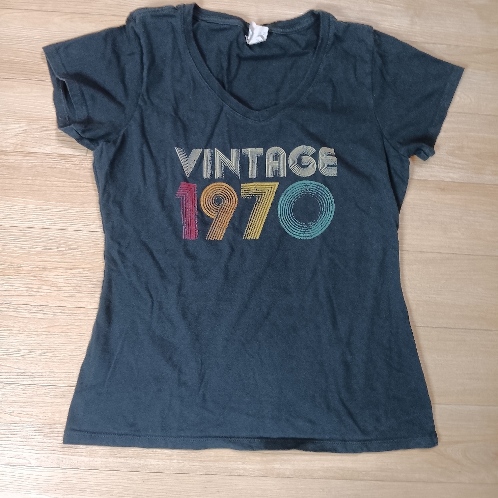 SOLD Retro Women’s 54th Birthday Shirt Vintage 1970 Graphic Cotton Shirt Sz S - Picture 1 of 6